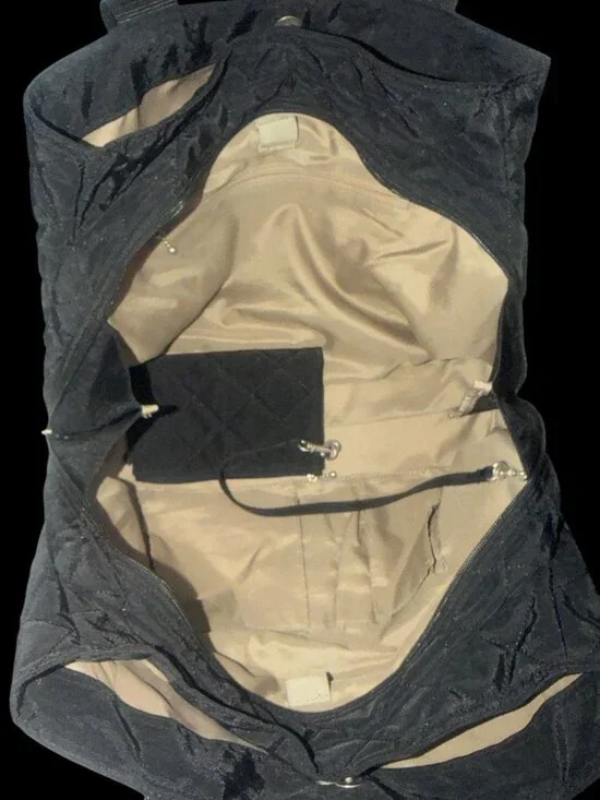 Baggallini Large Quilted Travel Duffle Black Nylon 3 Compartment Tote Wristlet - Picture 8 of 10